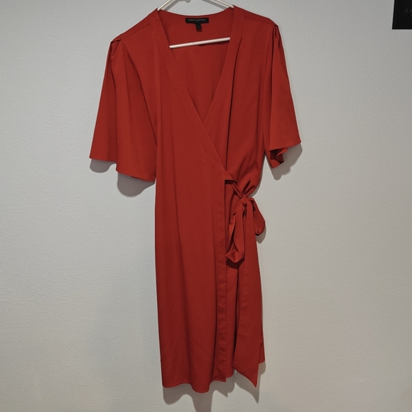 Banana Republic Wrap Dress Burnt Orange Red Flowy Tomato Girl Summer Size 4 - Picture 1 of 5